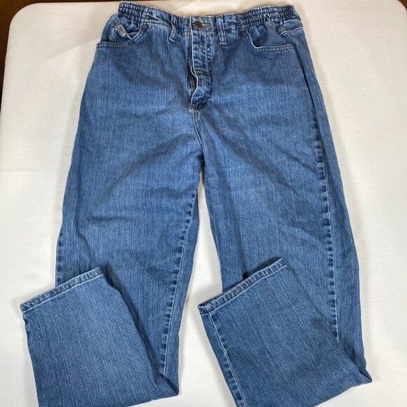 Lee Side Elastic At The Waist 14 Medium Cotton Blend Blue Jeans - Picture 1 of 8